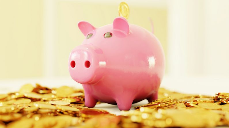 Financial Literacy - pink pig coin bank on brown wooden table