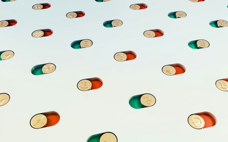 Commodities Trading - a group of pills floating in the air
