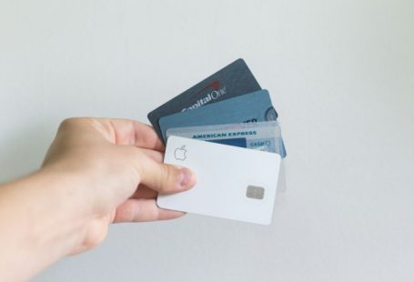 Credit Cards - white and blue magnetic card
